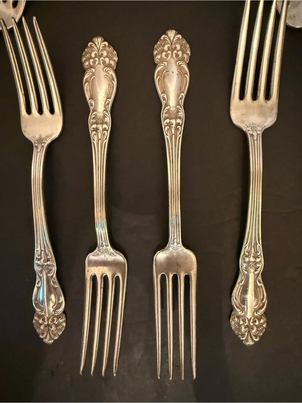 Reed & Barton Silver-Plated Ornate Dessert Forks - Set of 6